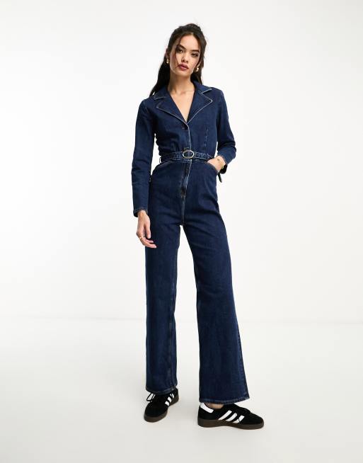 & Other Stories - Mørkeblåt jumpsuit med vide ben i denim