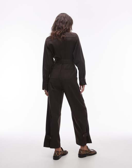 & Other Stories - Mørkebrunt og langærmet utility-jumpsuit i uldblanding, 4 af 4