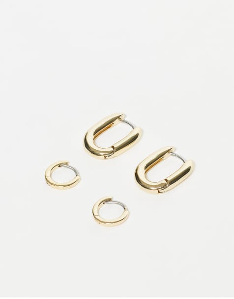 & Other Stories multi size hoop earrings 2-pack in gold - view 1