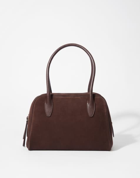 & Other Stories – Nano – Bowling-Tasche aus Wildleder in Dunkelbraun - view 1