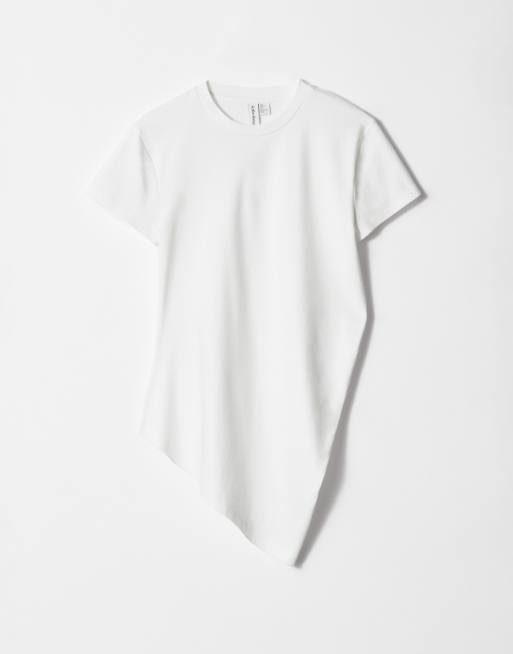 & Other Stories – Naturvit, lång t-shirt i jersey med asymmetrisk drapering, 4 av 4