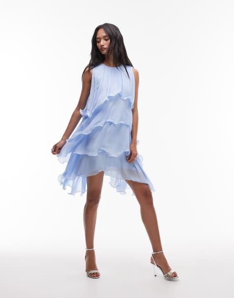 & Other Stories floaty chiffon midi dress in blue
