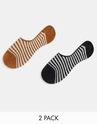 & Other Stories & Other Stories no show socks 2-pack in black & brown stripes