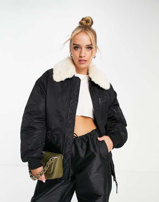 Bomber jacket with hot sale faux fur