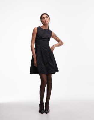 & Other Stories - Nylon-Minikleid in Schwarz mit tief angesetzter, geraffter Taille