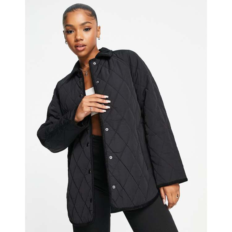 Short black quilted clearance jacket