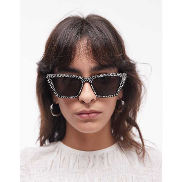 Other Stories Occhiali da sole cat eye neri con borchie ASOS
