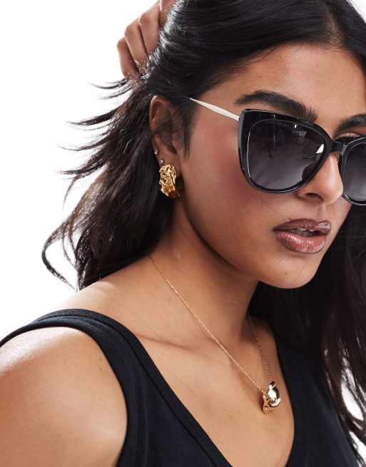 & Other Stories - Occhiali da sole cat-eye neri con stanghette in metallo