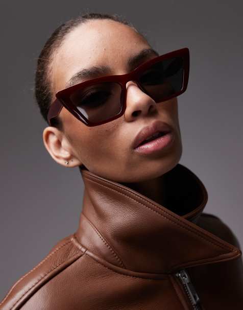 & Other Stories - Occhiali da sole cat-eye rosso scuro bordeaux - view 1