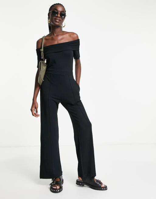 & Other Stories off shoulder jumpsuit in black