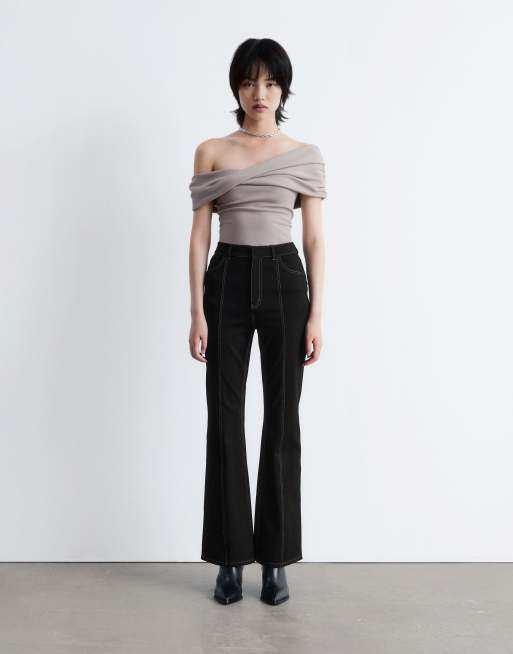& Other Stories off the shoulder ruched top in mole brown, 2 of 4