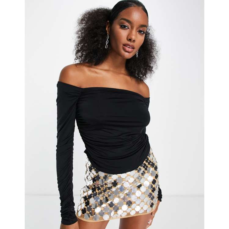 Ruched off the sales shoulder top