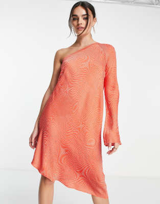 Other Stories & One Shoulder Dress In Orange Print | ModeSens