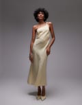 [Other Stories] & Other Stories one shoulder linen midi dress with twisted strap detail in butter yellow 44 YELLOW