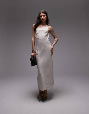 & Other Stories One Shoulder Linen Midi Dress With Twisted Strap Detail