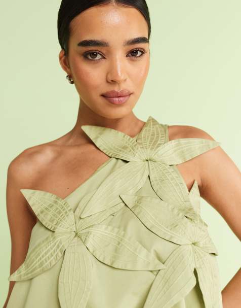 & Other Stories one-shoulder mini dress with 3-D applique flowers - view 1