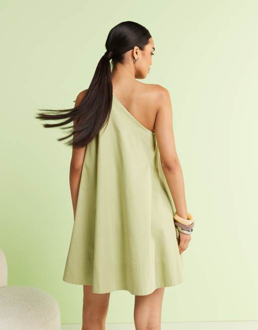 & Other Stories one shoulder mini dress with 3-D applique flowers