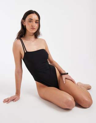 & Other Stories Crinkle One-shoulder Swimsuit With Padding In Purple