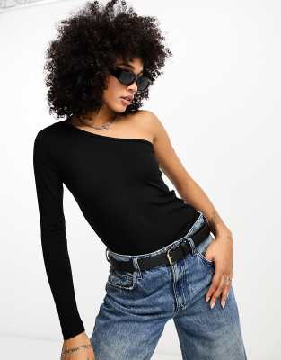 Other Stories One Shoulder Merino Wool Sweater In Black