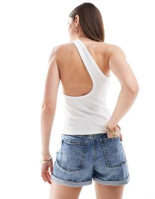 & Other Stories & Other Stories one shoulder top with cut out back detail in white