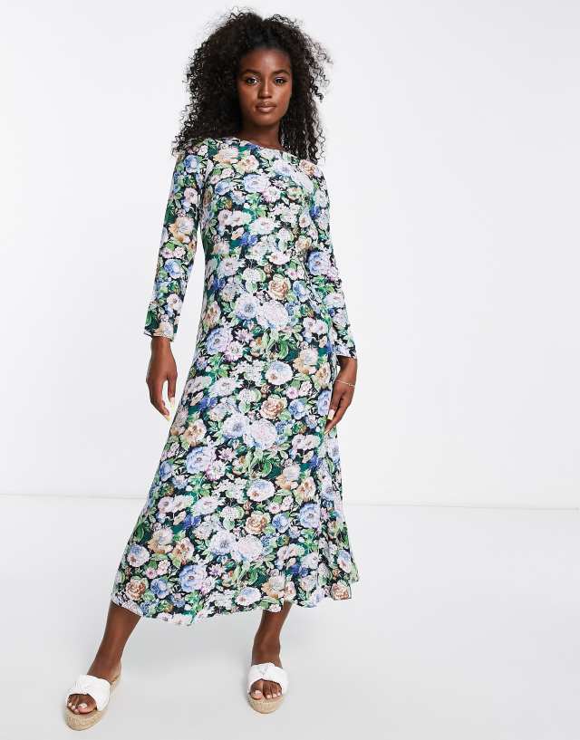 & Other Stories open back midi dress in floral print