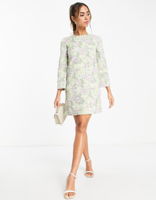 Open Back Trumpet Sleeve Dress Flower