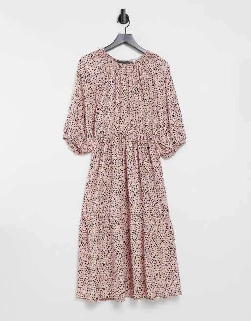 & Other Stories open back tiered midi dress in pink floral | ASOS