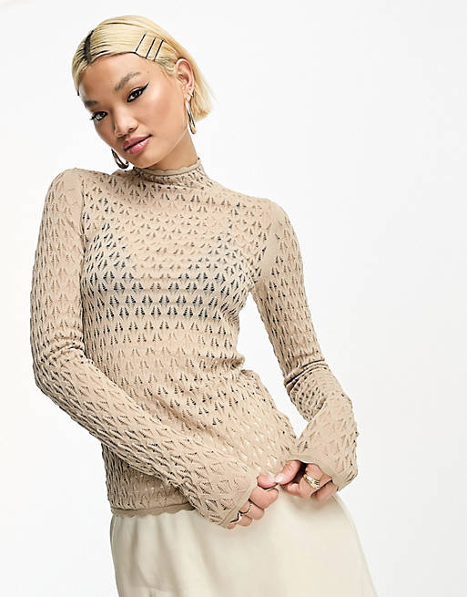  Other Stories open knit sweater in beige