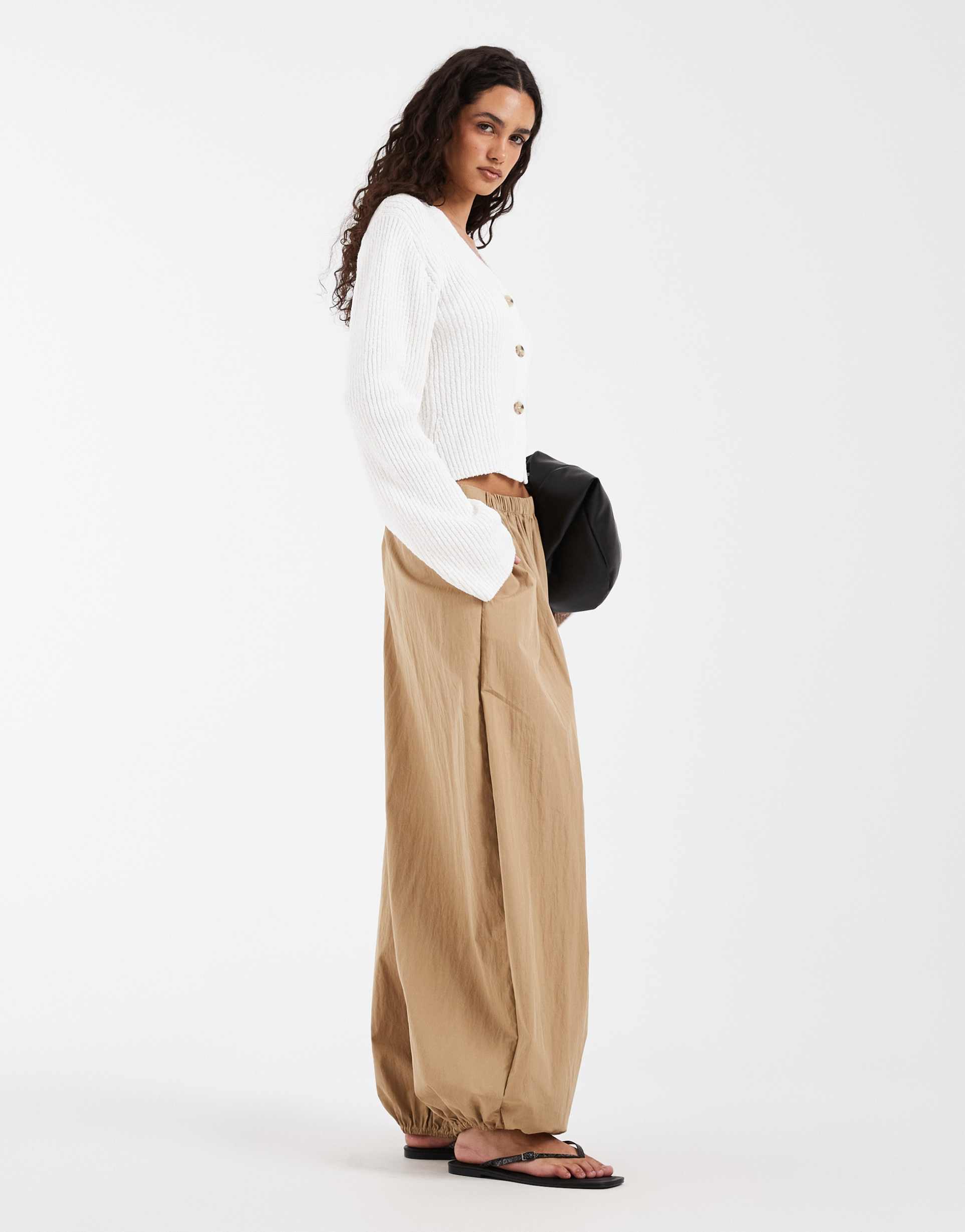 & other stories open knit textured cardigan in white