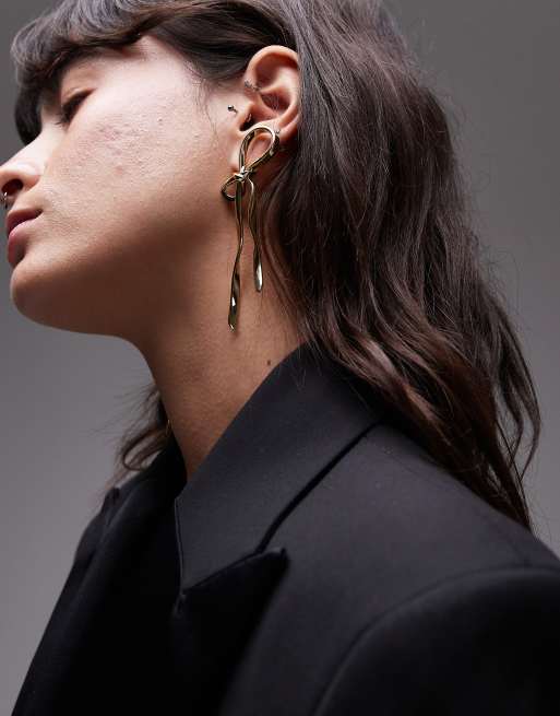 & Other Stories - Orecchini pendenti argentati a forma di fiocco con strass