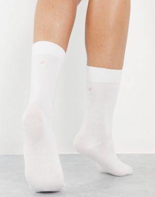 & Other Stories cotton flower embroidered socks in white - WHITE