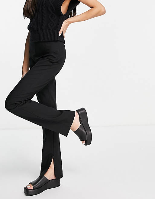 Women & Other Stories organic blend cotton jersey trousers with zip detail in black 