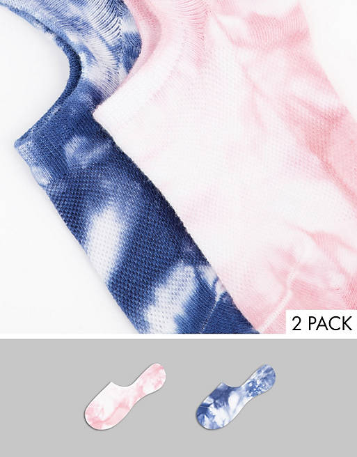 & Other Stories organic cotton 2 pack tie dye trainer socks in pink and navy