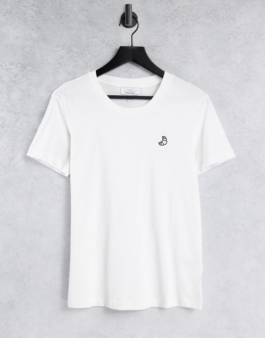 & Other Stories organic cotton croissant graphic T-shirt in white