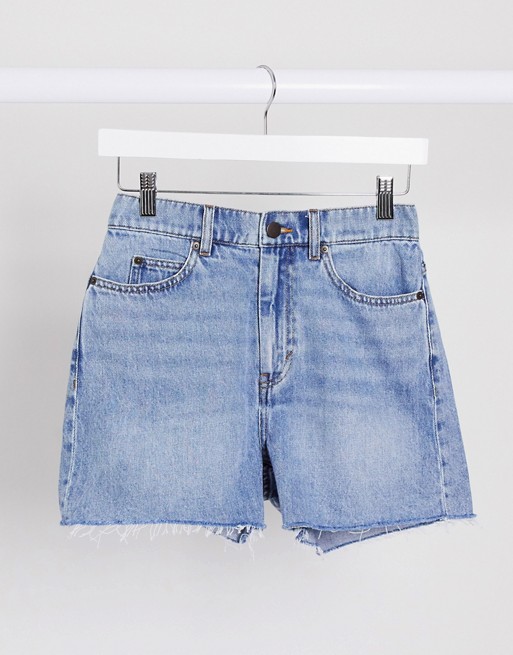 & Other Stories organic cotton cut off denim shorts in light wash