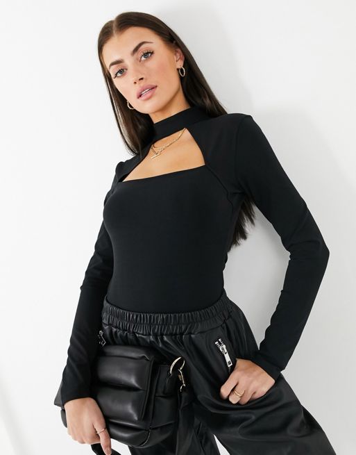 & Other Stories organic cotton cut-out bodysuit in black | ASOS