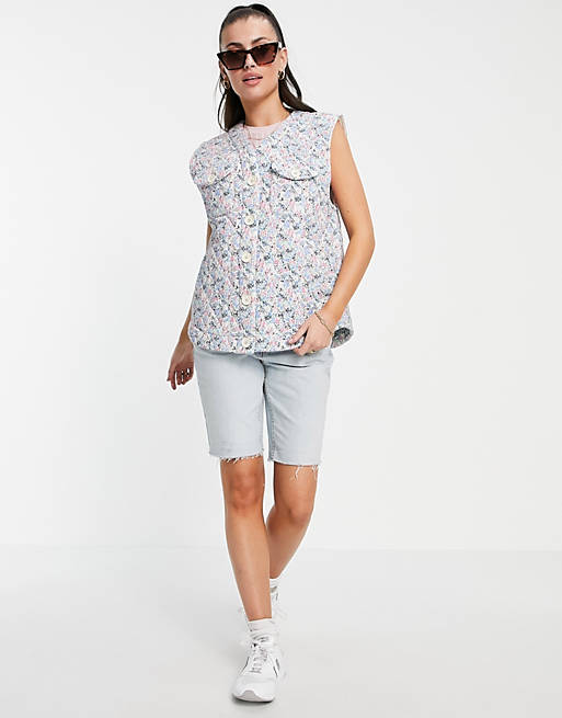 & Other Stories organic cotton floral print vest in multi