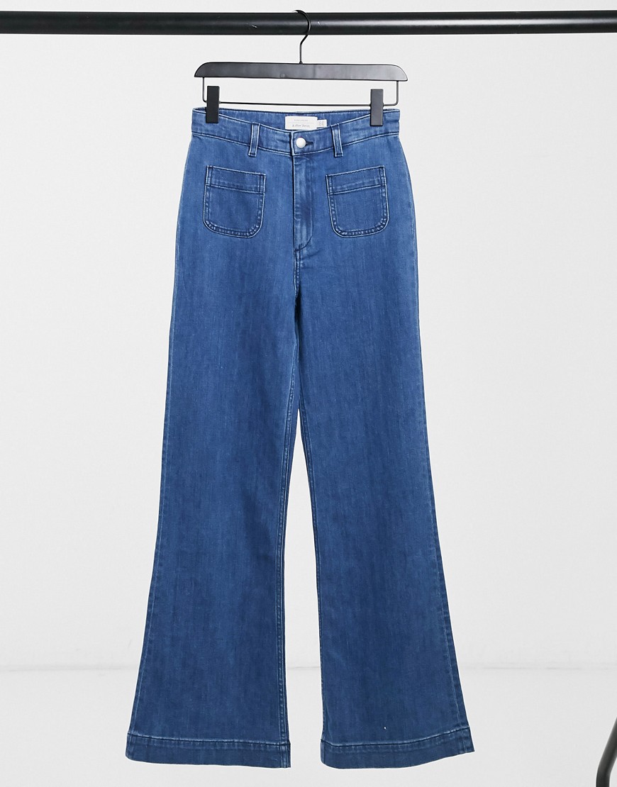 & Other Stories organic cotton high waist flare jeans in blue