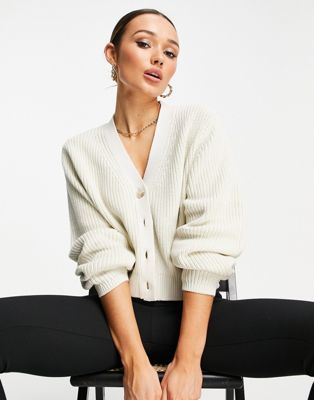 & Other Stories cotton knitted cardigan in off white - WHITE