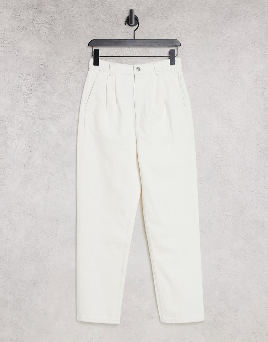 & Other Stories organic cotton pleat detail denim pants in white