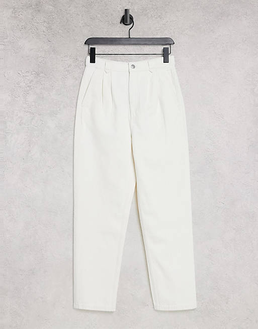 Women & Other Stories organic cotton pleat detail denim trousers in white 