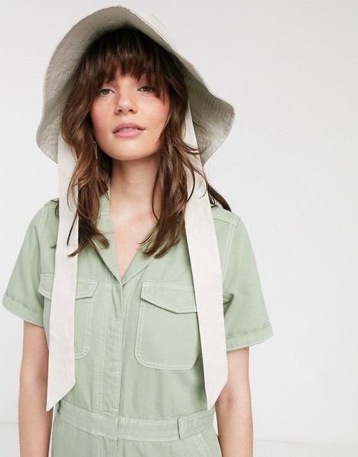 & Other Stories organic cotton pocket detail denim boilersuit in pale green
