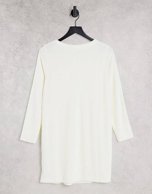 Dresses & Other Stories organic cotton ribbed mini dress in off white 