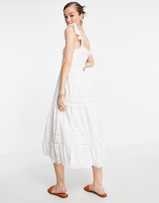 white cotton broderie dress