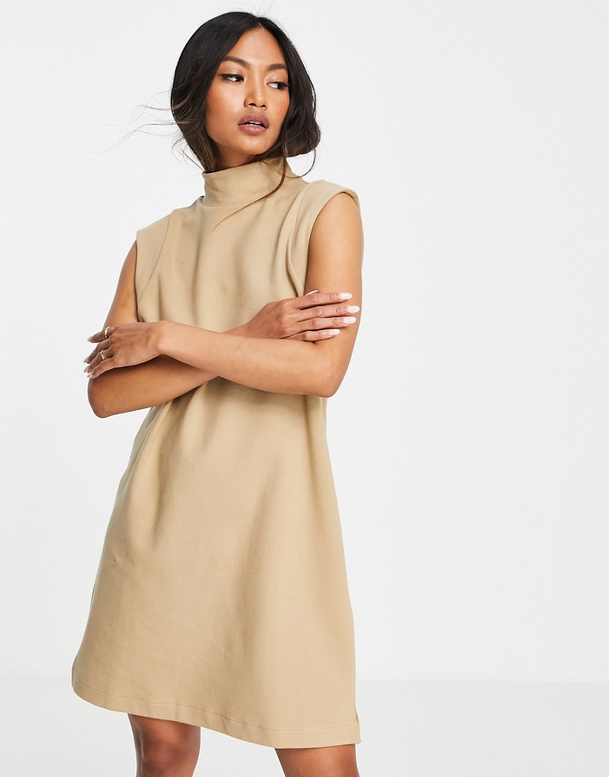 & Other Stories organic cotton sleevless mini dress in beige-Neutral