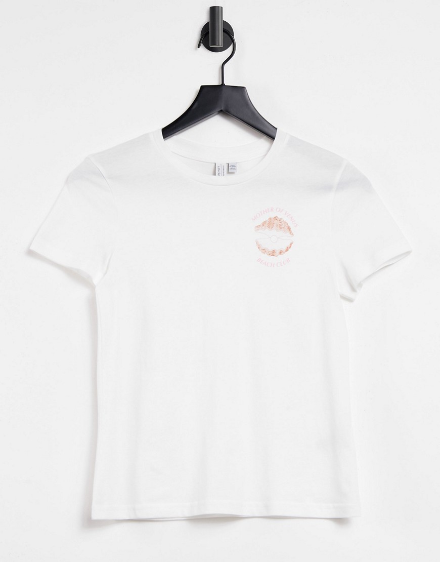 & Other Stories organic cotton slogan t-shirt in off white