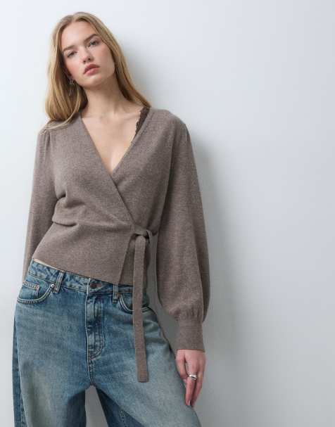 & Other Stories & Other Stories pure wool wrap cardigan in brown - view 1