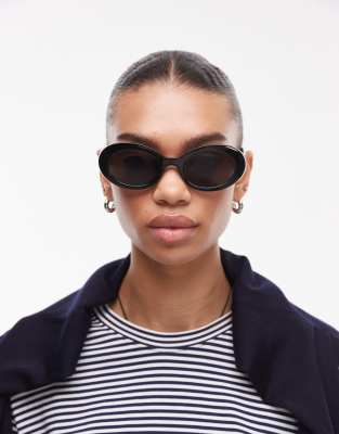 & Other Stories oval cats eye sunglasses in black - view 1