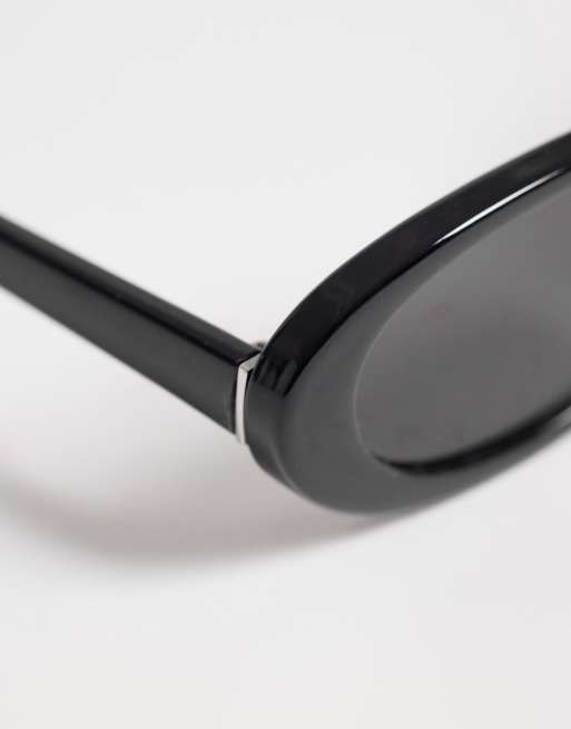 & Other Stories oval slim fit sunglasses in black with linen pouch case, 2 of 3
