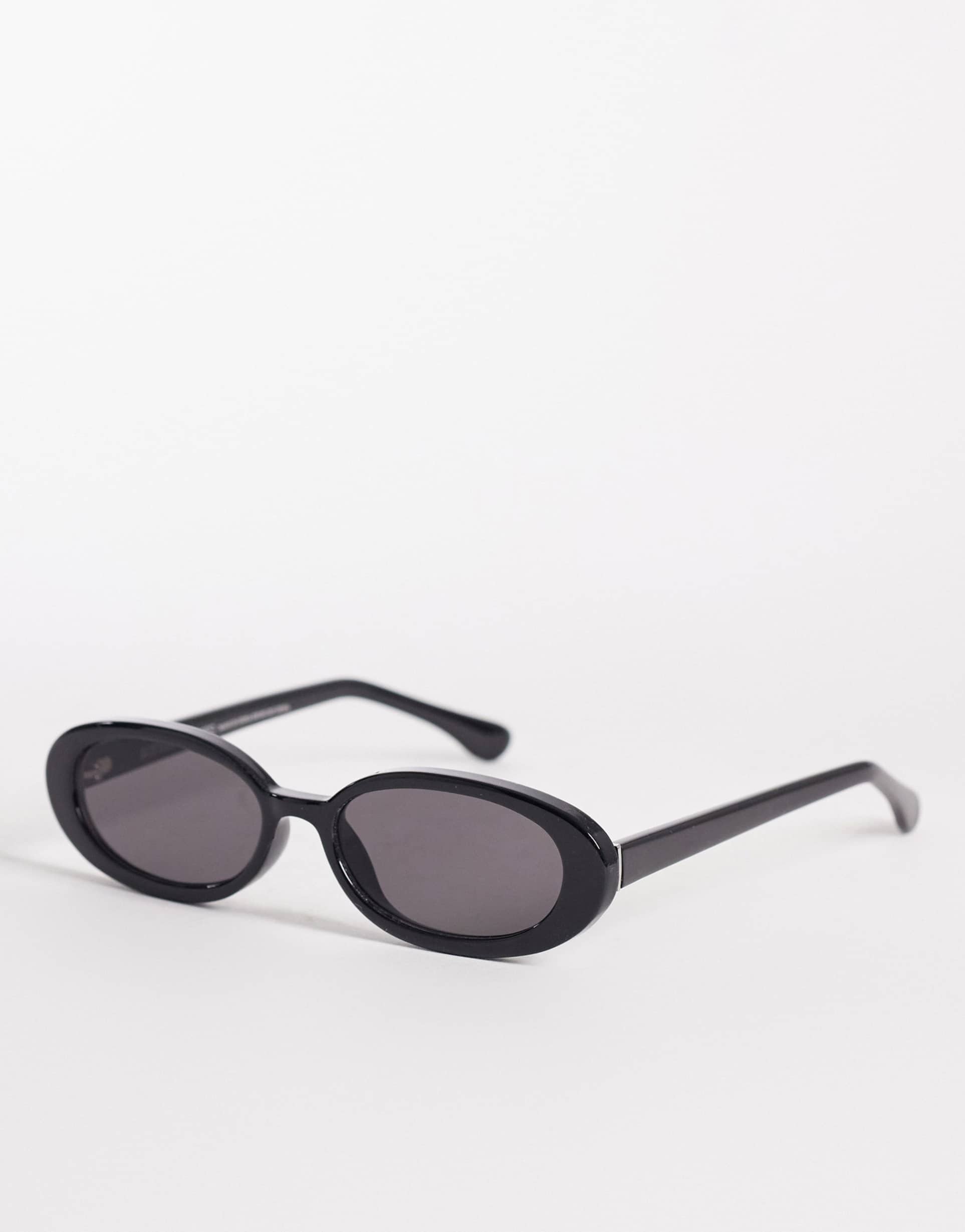 & other stories oval slim fit sunglasses in black with pouch case